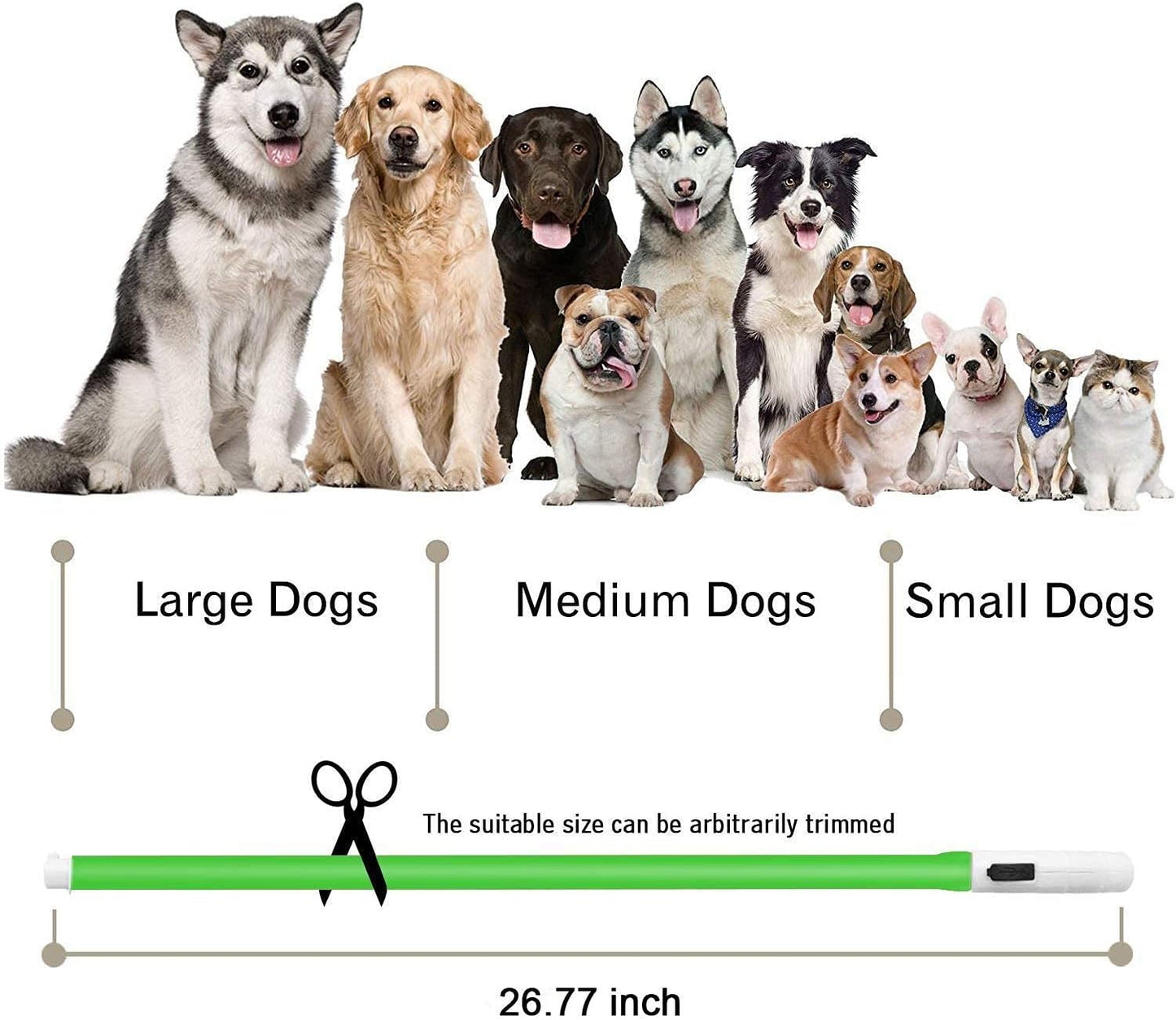 USB Rechargeable LED Dog Necklace - Glow in the Dark Silicone Dog Collar Light (Green)