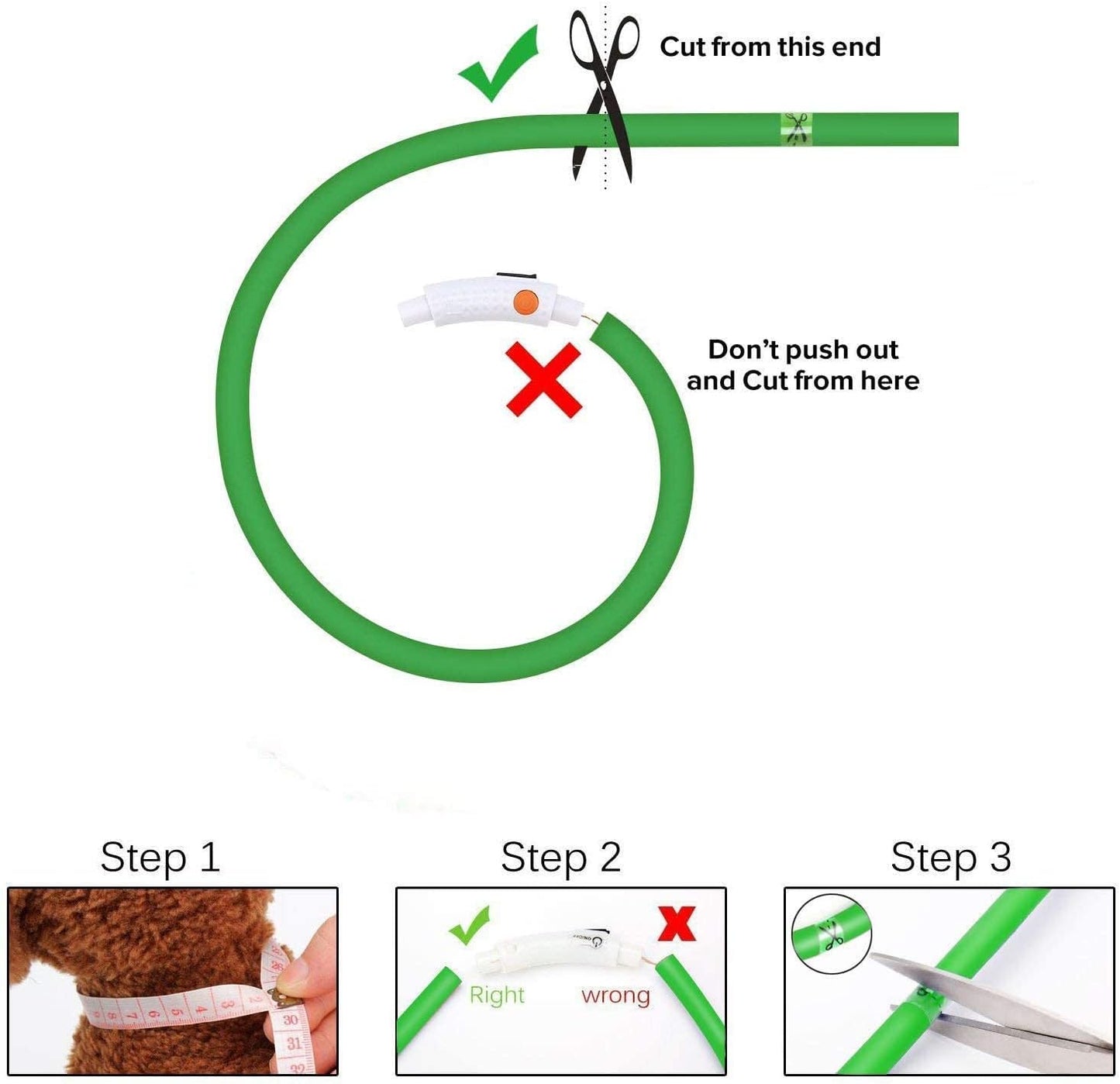 USB Rechargeable LED Dog Necklace - Glow in the Dark Silicone Dog Collar Light (Green)